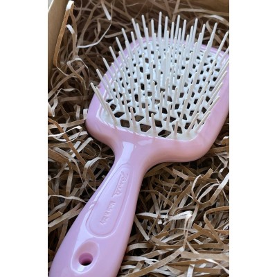 Щетка для волос нежно-розовая с белыми зубчиками Janeke Superbrush Pink