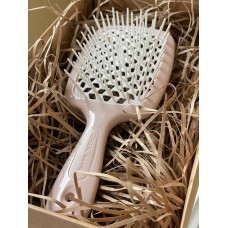 Расческа для волос Janeke Superbrush The Original Italian Patent нежно-бежевая с белыми зубчиками