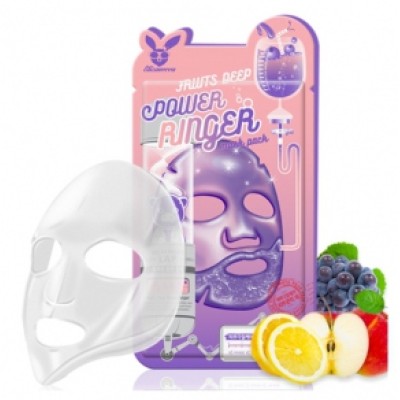[Elizavecca] НАБОР/Тканевая маска д/лица Фруктовая FRUITS DEEP POWER Ringer mask pack, 10 шт